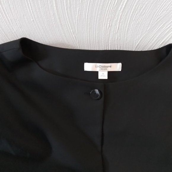 Liz Claiborne Collarless 3/4 Sleeve Longline Jacket in Black size 12 - Picture 5 of 5